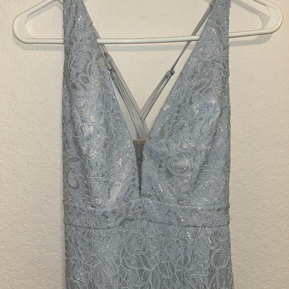 Lulus Dreaming of This Ice Blue Embroidered Lace Sleeveless Maxi Dress Sz Small - Picture 5 of 9